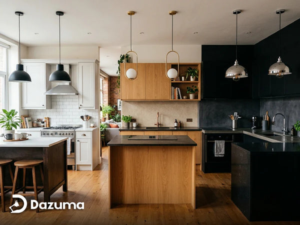 How To Choose A Pendant Light Finish For White, Wood, Or Black Kitchens
