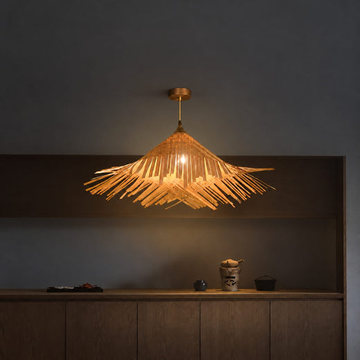 Caribbean Infused Bamboo Woven Pendant Light Burlywood Kitchen Lighting