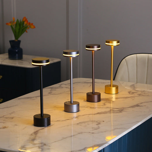 Round Aluminum Touch Control Dimmable USB Rechargeable Modern Table Lamp - Dazuma