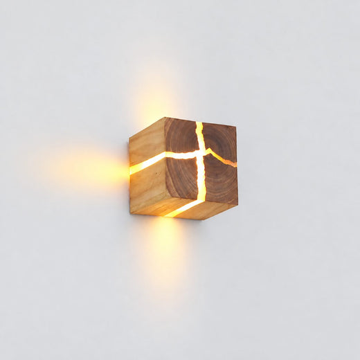 Cracked Wood Grain Design CreativeSquare Wall Lamp Wall Sconce Lighting