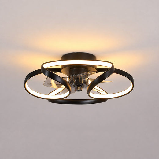 Black flower ceiling fan with integrated LED light