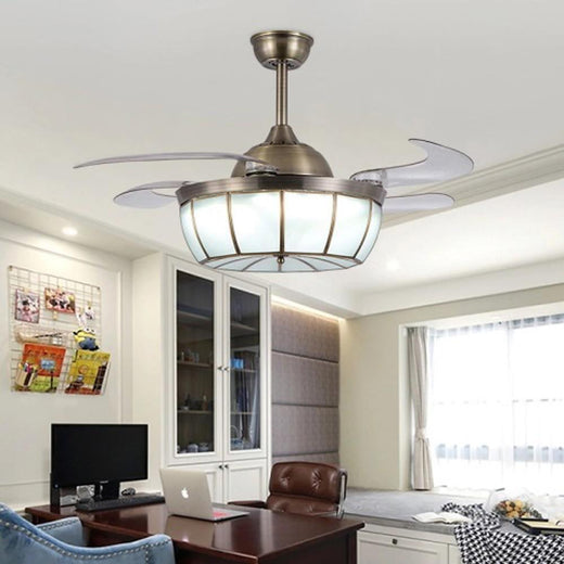 19'' LED 1-Light Single Design Ceiling Fan Copper Glass Classic Modern Style Vintage Style Artistic Style Ceiling Fan Lights-dazuma