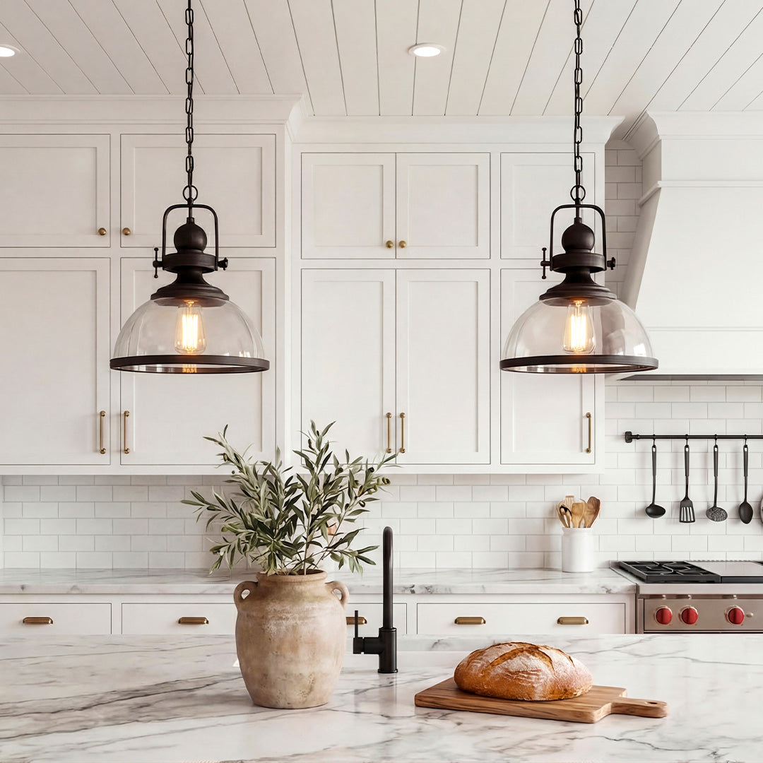 Clear Glass Pendant Lighting Black Industrial Farmhouse – Dazuma