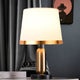 Vintage White/Black and Mid - Century Modern Brass Table Lamp
