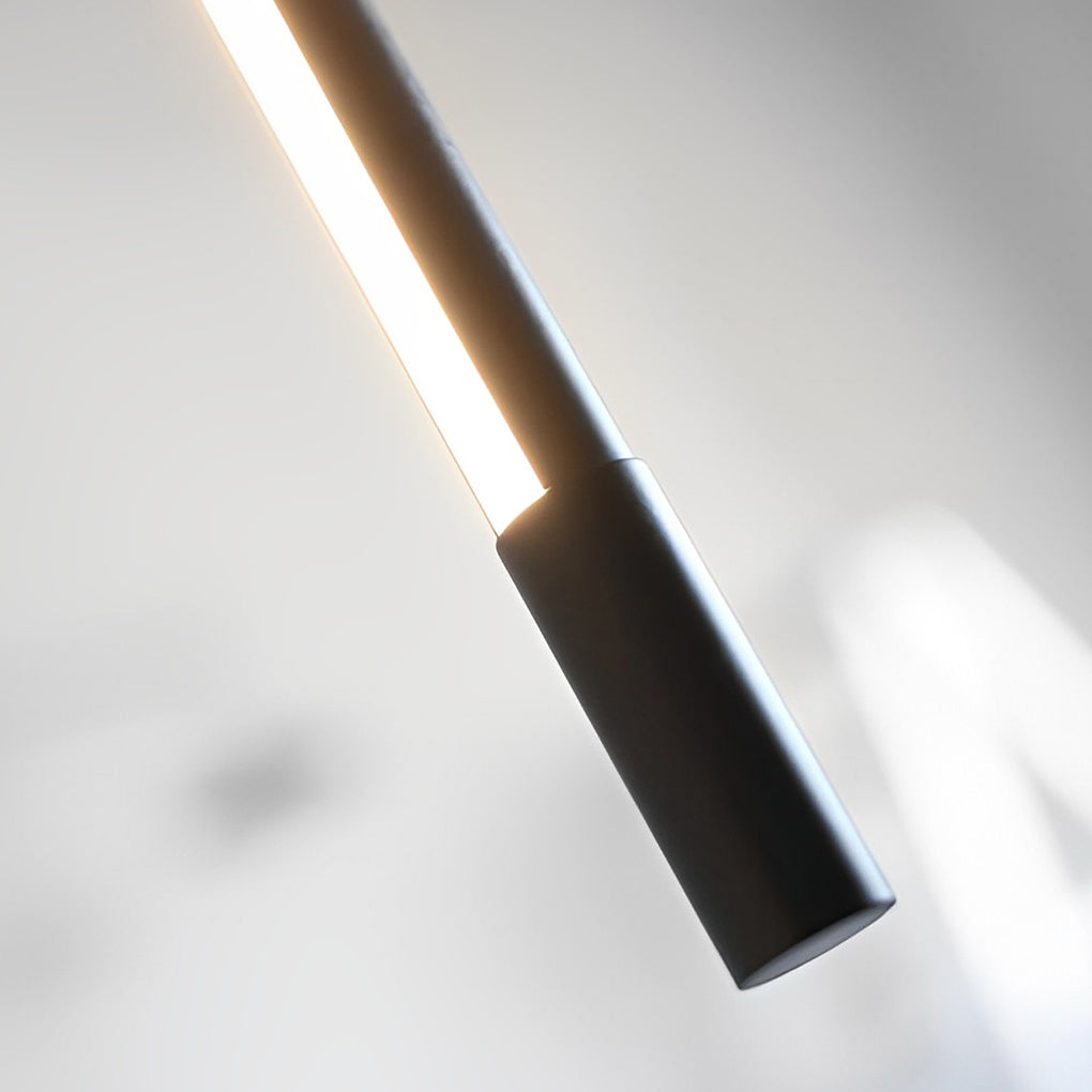 Minimalist Long Strip LED Stepless Dimming Black Nordic Chandelier Light