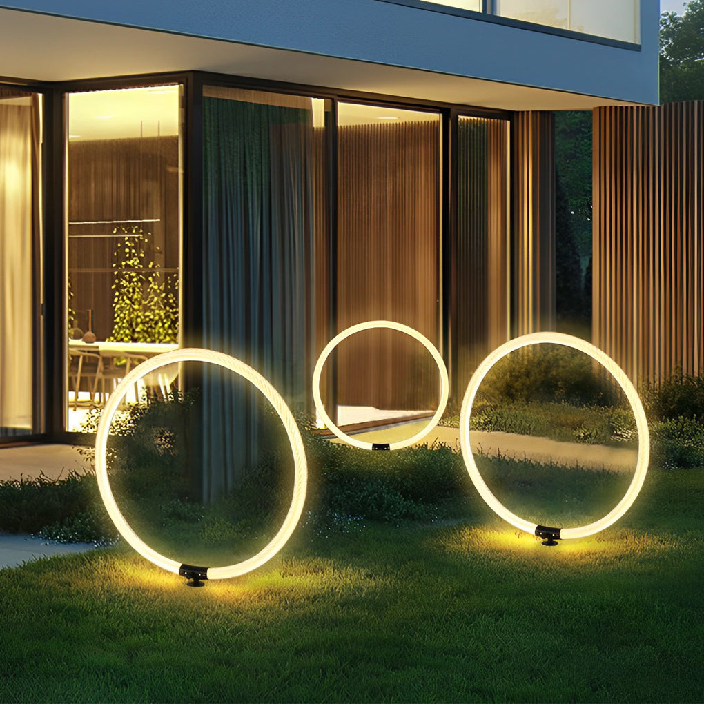 Sleek Ring LED Lawn Lamp Modern Waterproof Solar Landscape Lighting ...