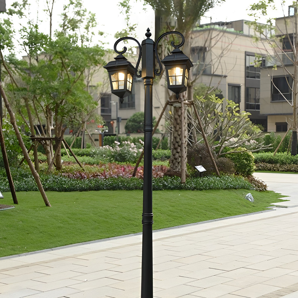2 Lights Waterproof Black European Style Outdoor Pole Lights Public