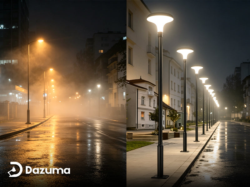 LED street lights compared with HPS street lights for outdoor visibility