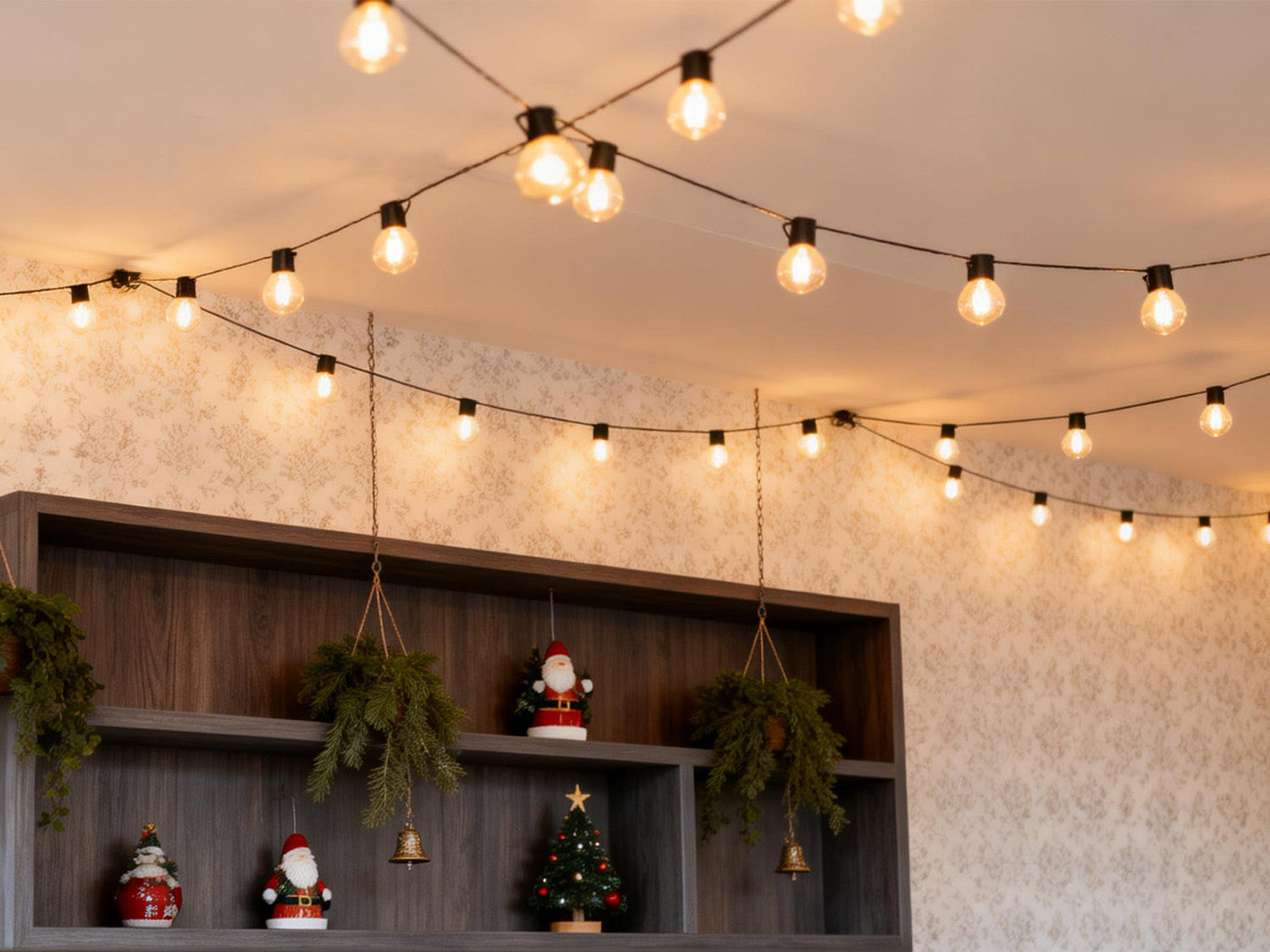 How to Hang Christmas Lights on the Ceiling