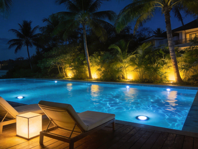 How to replace a pool light in an inground swimming pool at night.