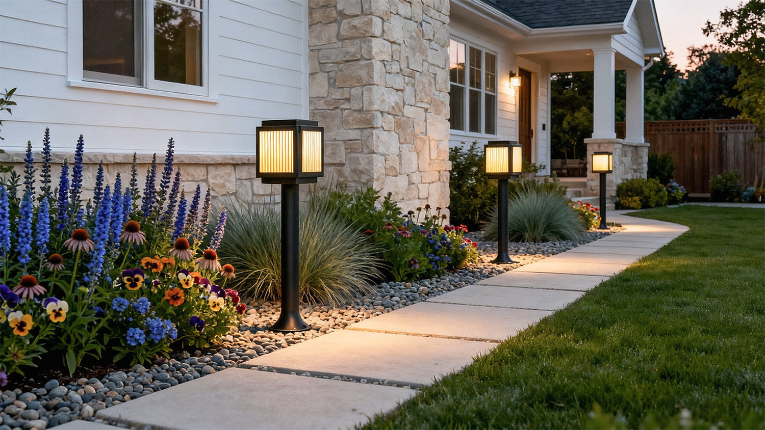Brighten your garden with long lasting solar lights for a magical evening glow.