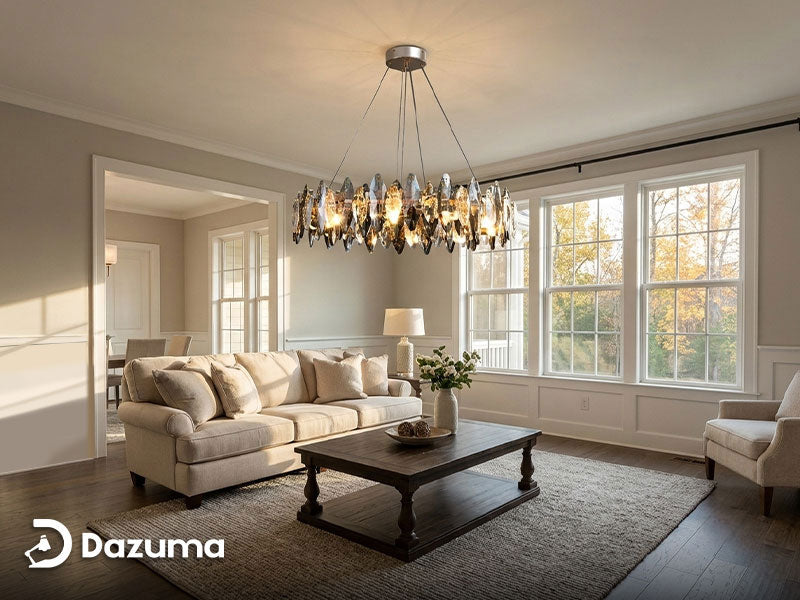 What size ceiling light do I need for a living room.