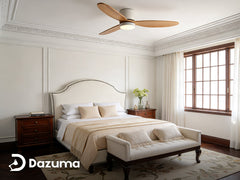 Flush mount ceiling fan with light for low ceiling bedroom.