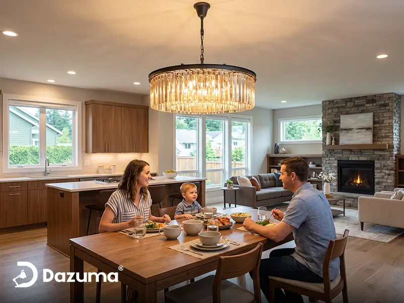 Proper glass chandelier size over a dining table