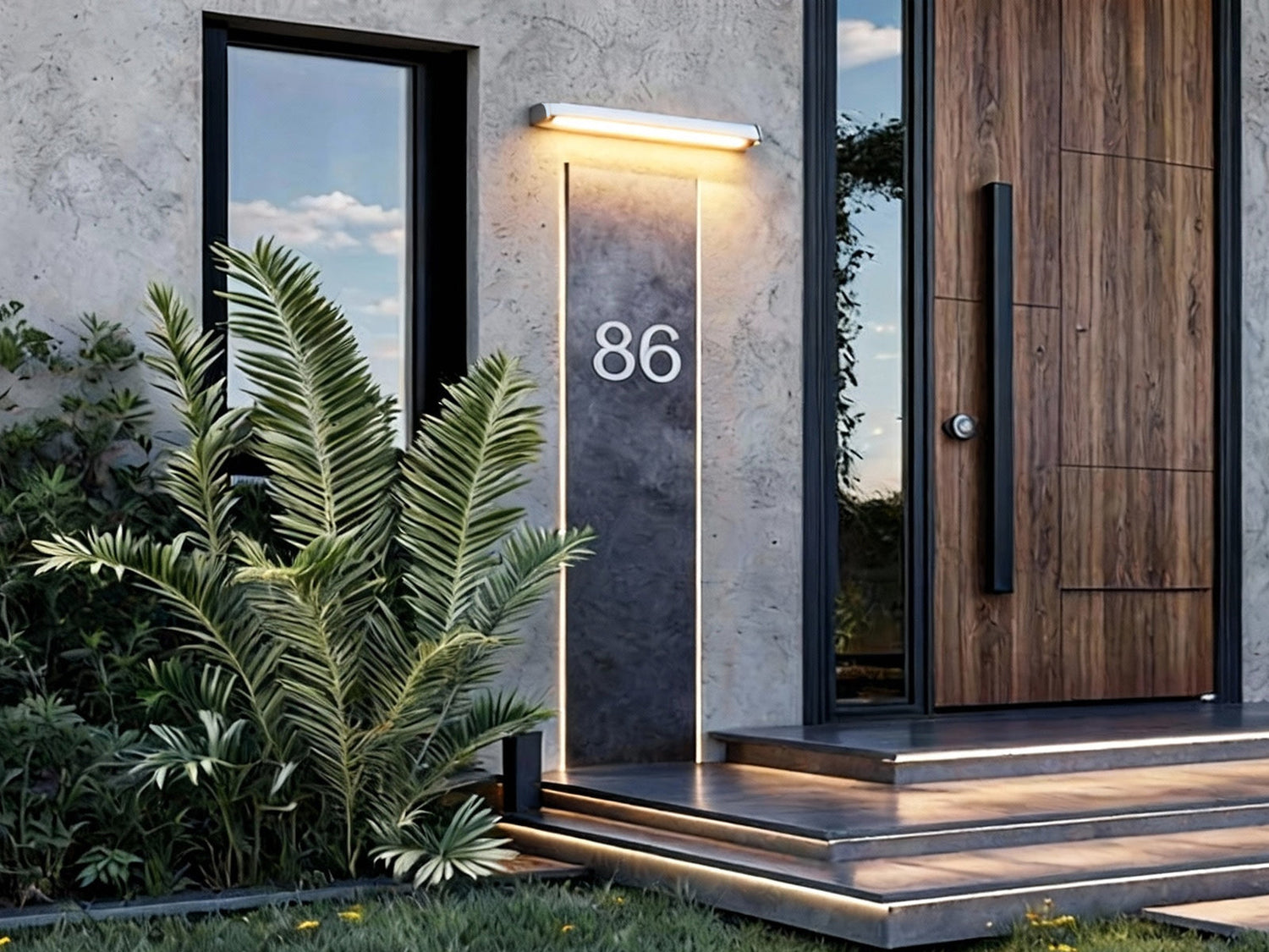 Solar lights working in shaded front porch and north-facing house exterior.