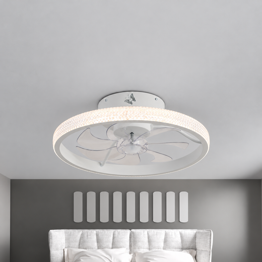 Round Inverter Mute LED Dimmable Modern Bladeless Ceiling Fans with Remote - Dazuma