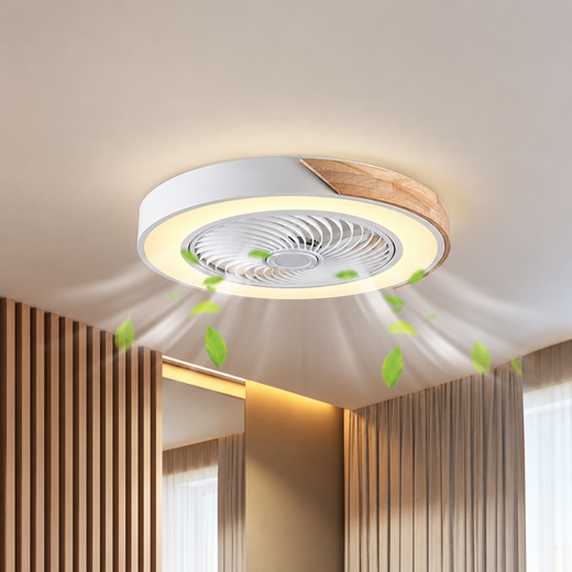 21" LED Round Square Flush Mount Bladeless Ceiling Fan Lights