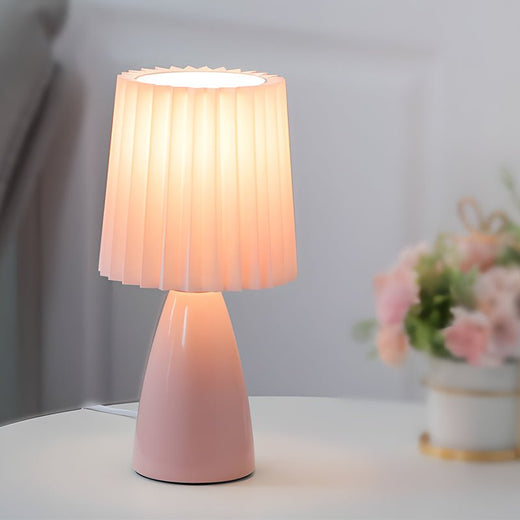 12 inch Pleated - Shade Glass Dimmable Table Lamp