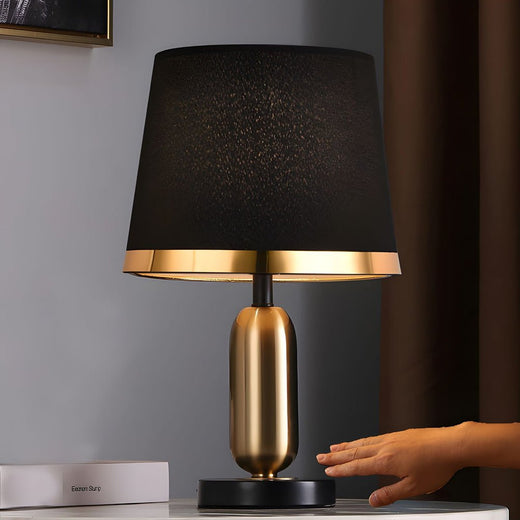 Vintage White/Black and Mid - Century Modern Brass Table Lamp