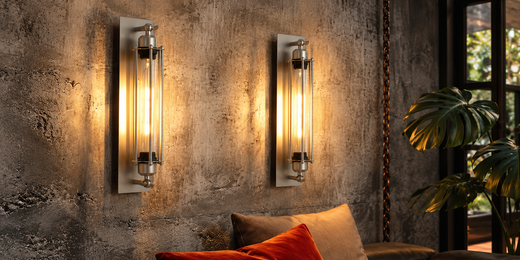 Industrial Vintage Flute Iron 1 - Light Wall Lamp - Chrome