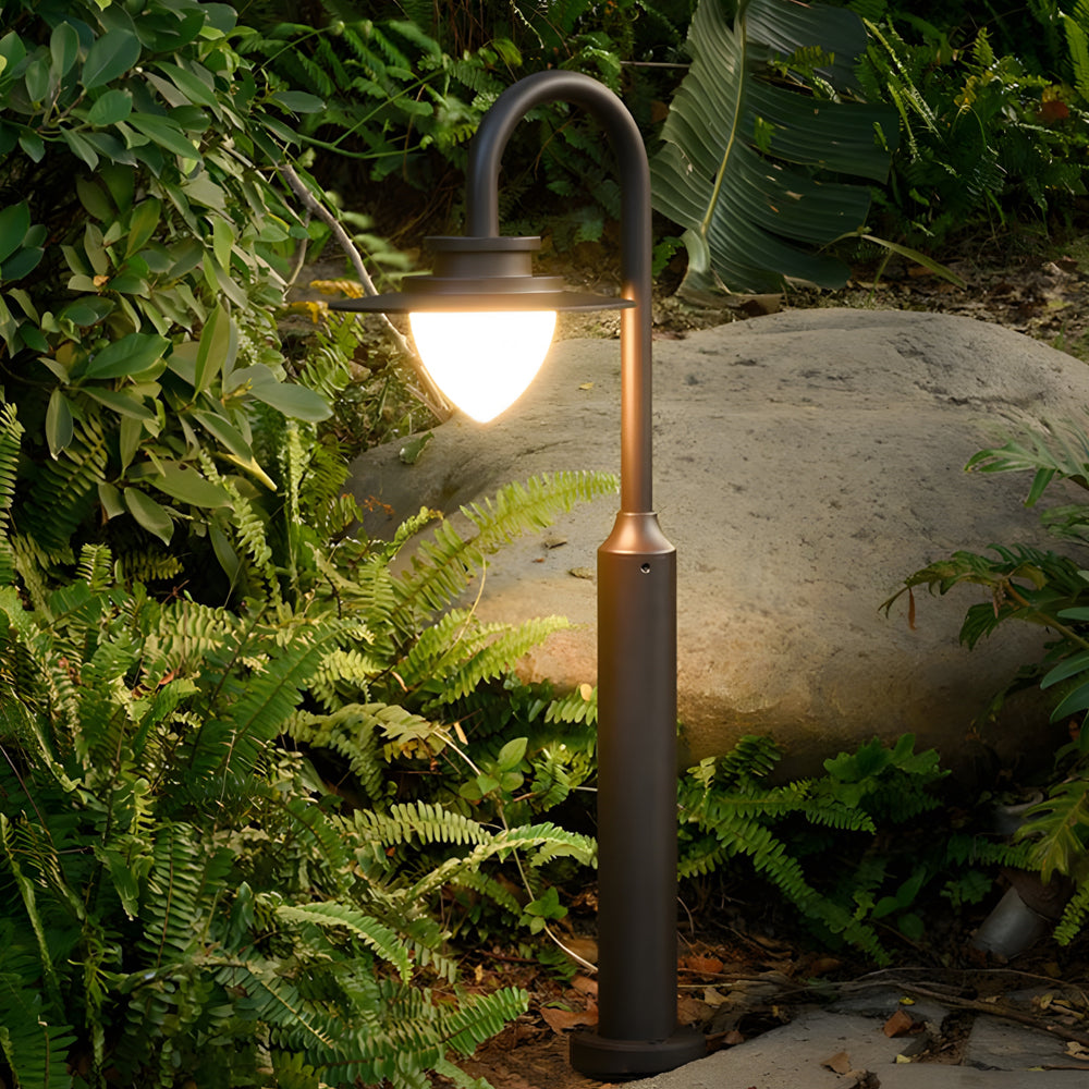 Minimalist Nordic Arc Arm LED Lawn Lamp Durable Outdoor Post Lighting