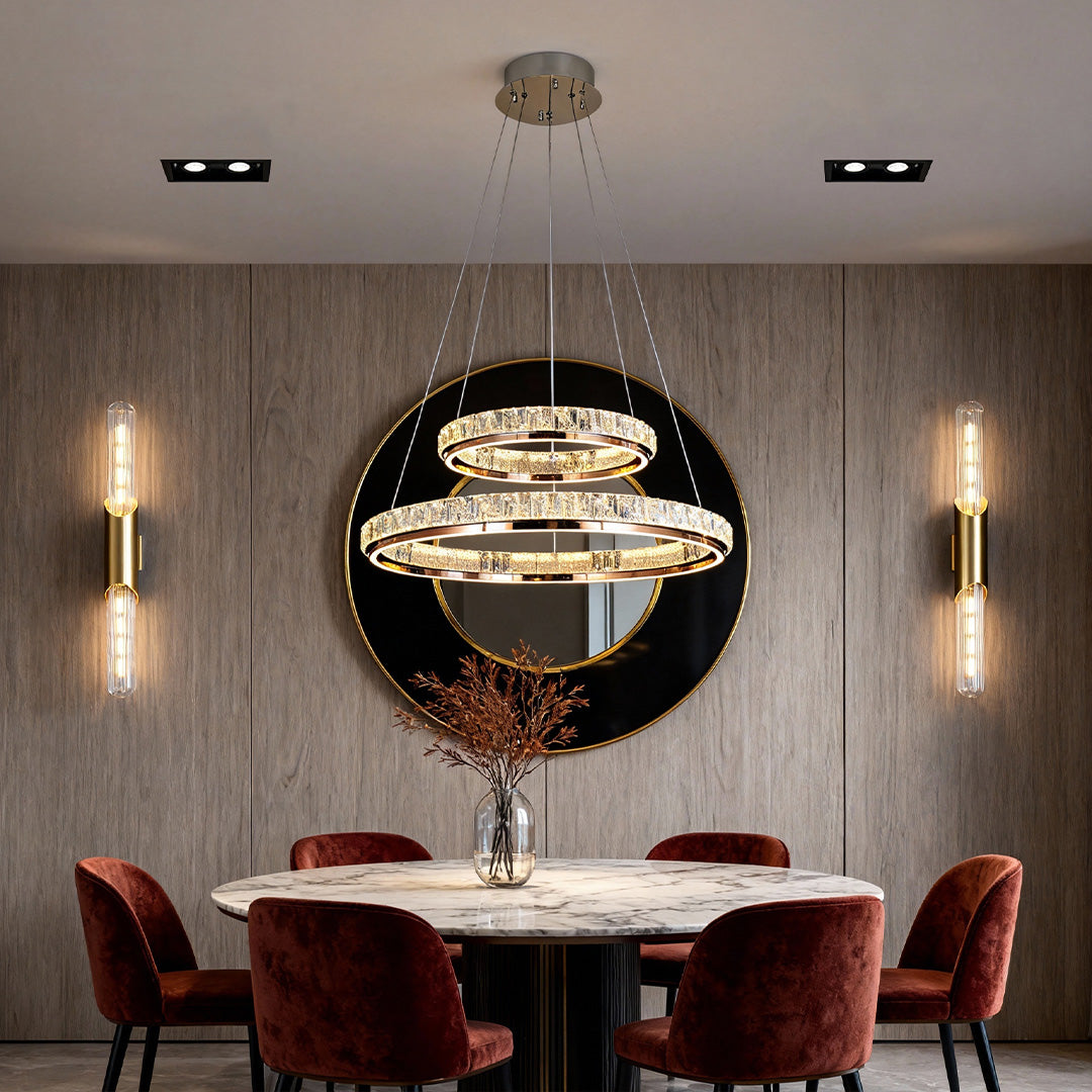 Luxury Lighting Set: Chandelier, Linear Sconces & Recessed Lights