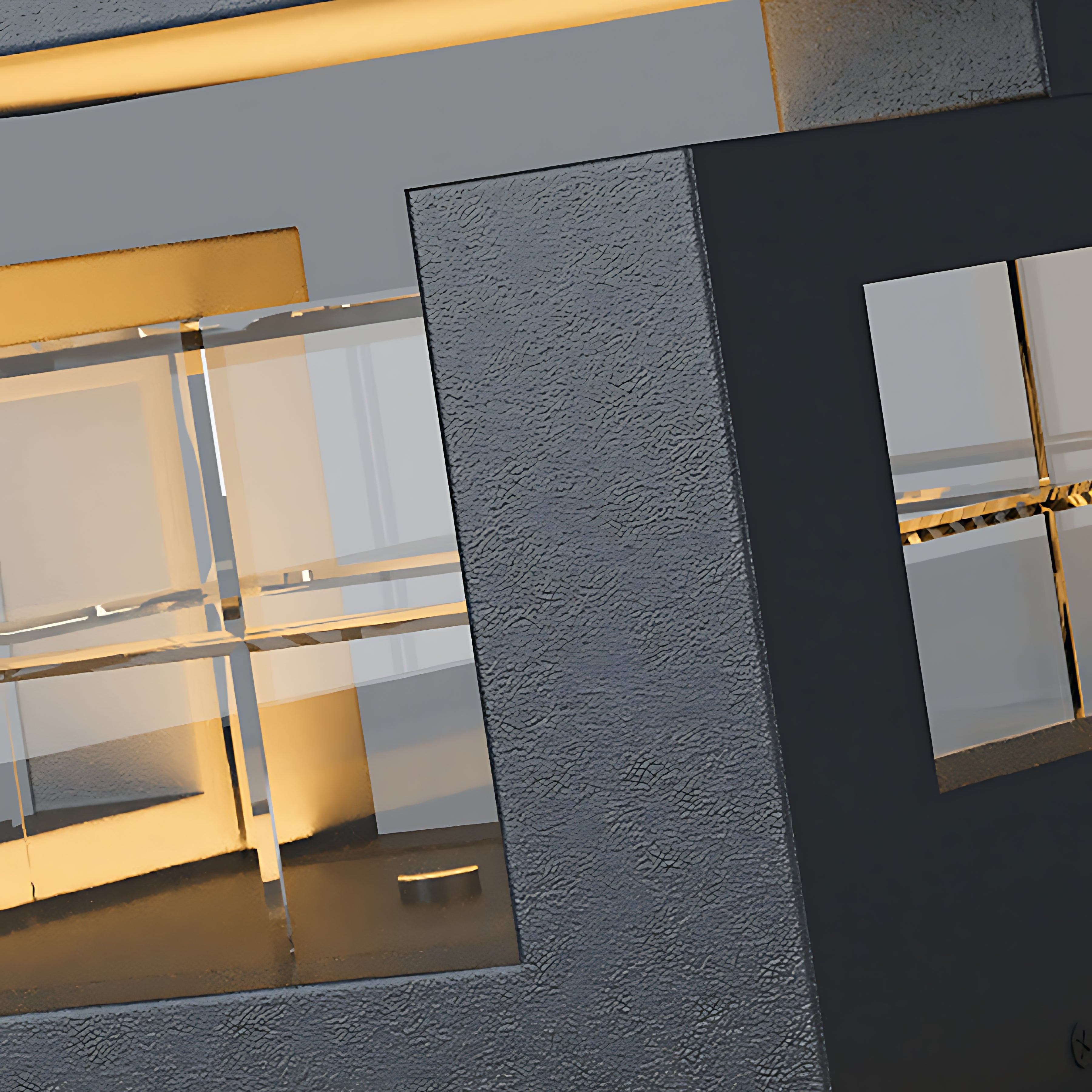 Contemporary cubic light fixture with geometric design and integrated LED panel for architectural accent applications