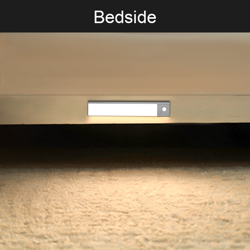 Bedside LED light strip installation showing warm white illumination for reading and relaxation