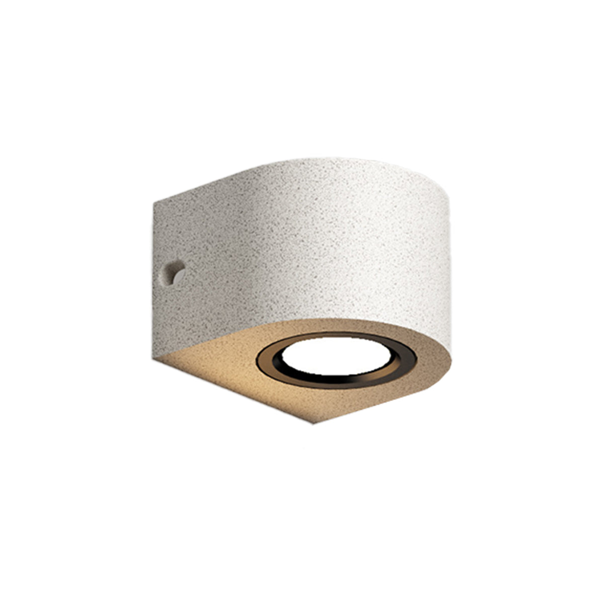 Cylindrical concrete light fixture with clean lines providing architectural accent illumination