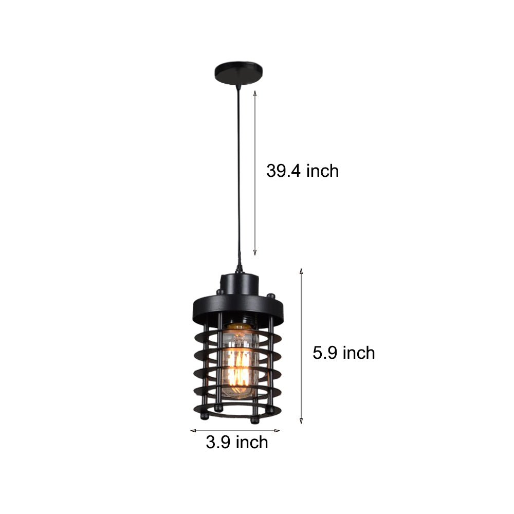 1 - Light Aged Metallic Cage Kitchen Pendant Lighting Hanging Lamp