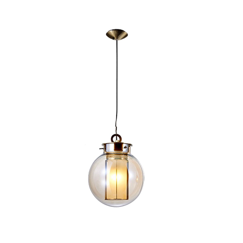 1 - Light Amber Glass Shade Post - Modern Pendant Lights Hanging Lamp