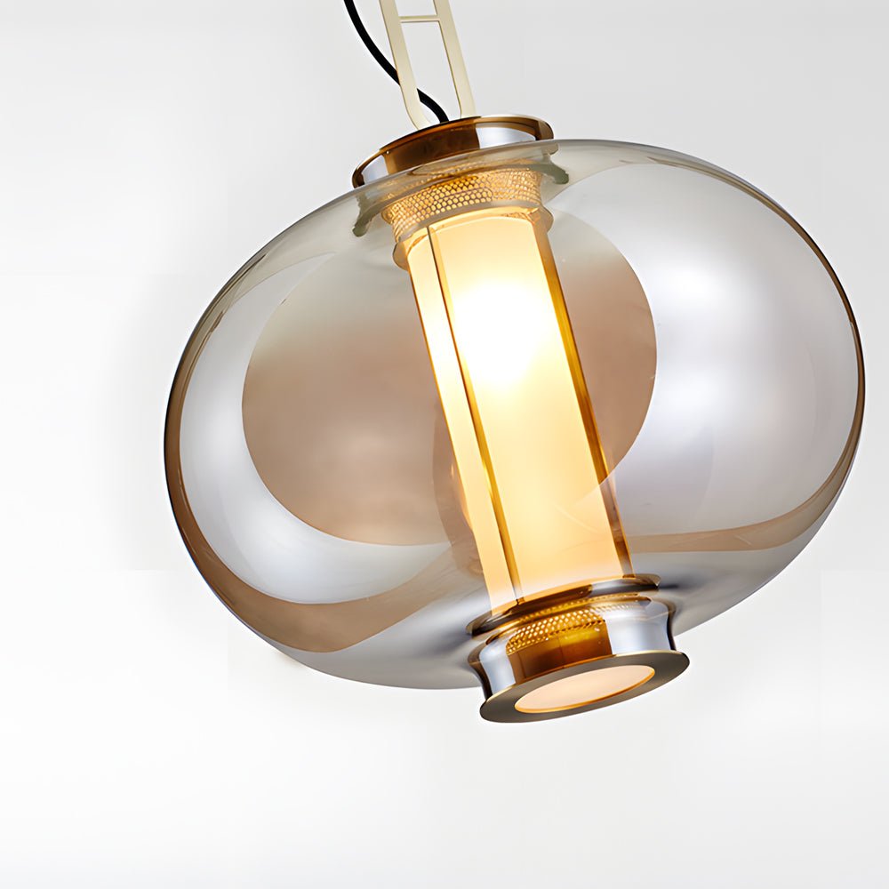 1 - Light Amber Glass Shade Post - Modern Pendant Lights Hanging Lamp