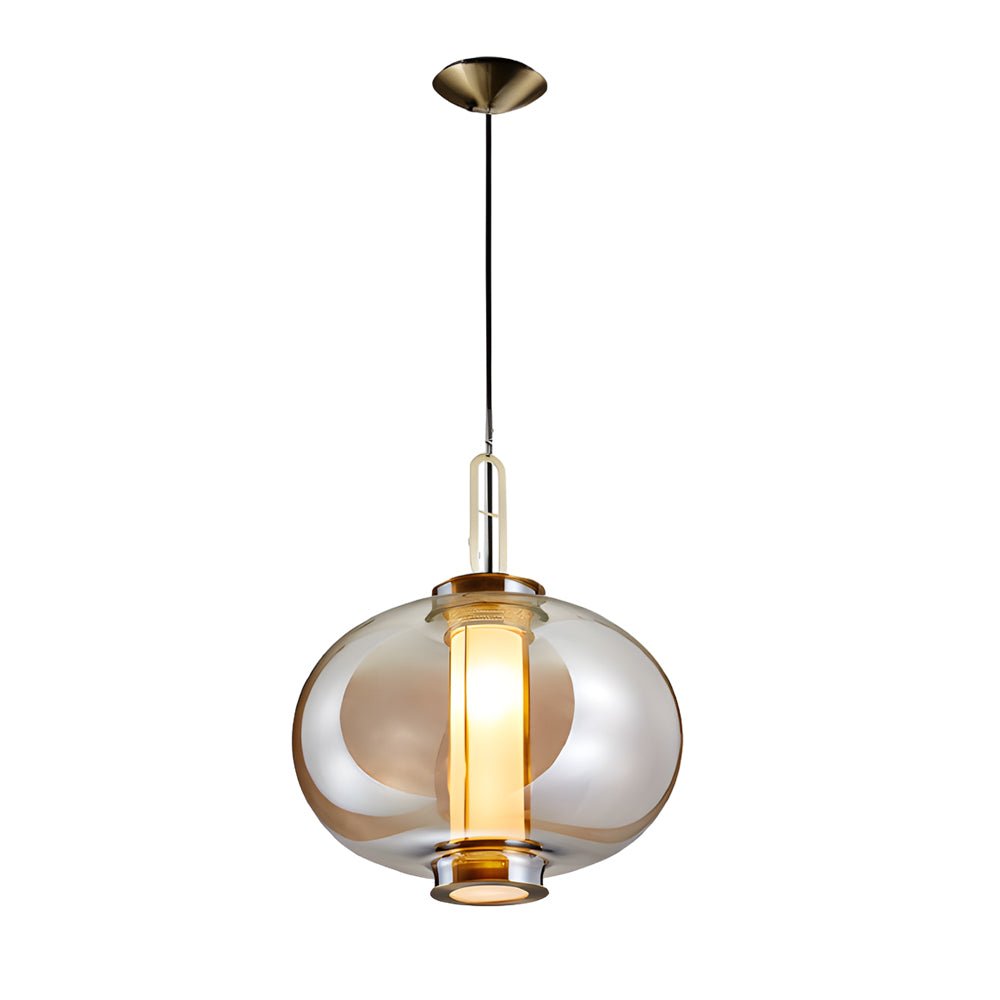 1 - Light Amber Glass Shade Post - Modern Pendant Lights Hanging Lamp