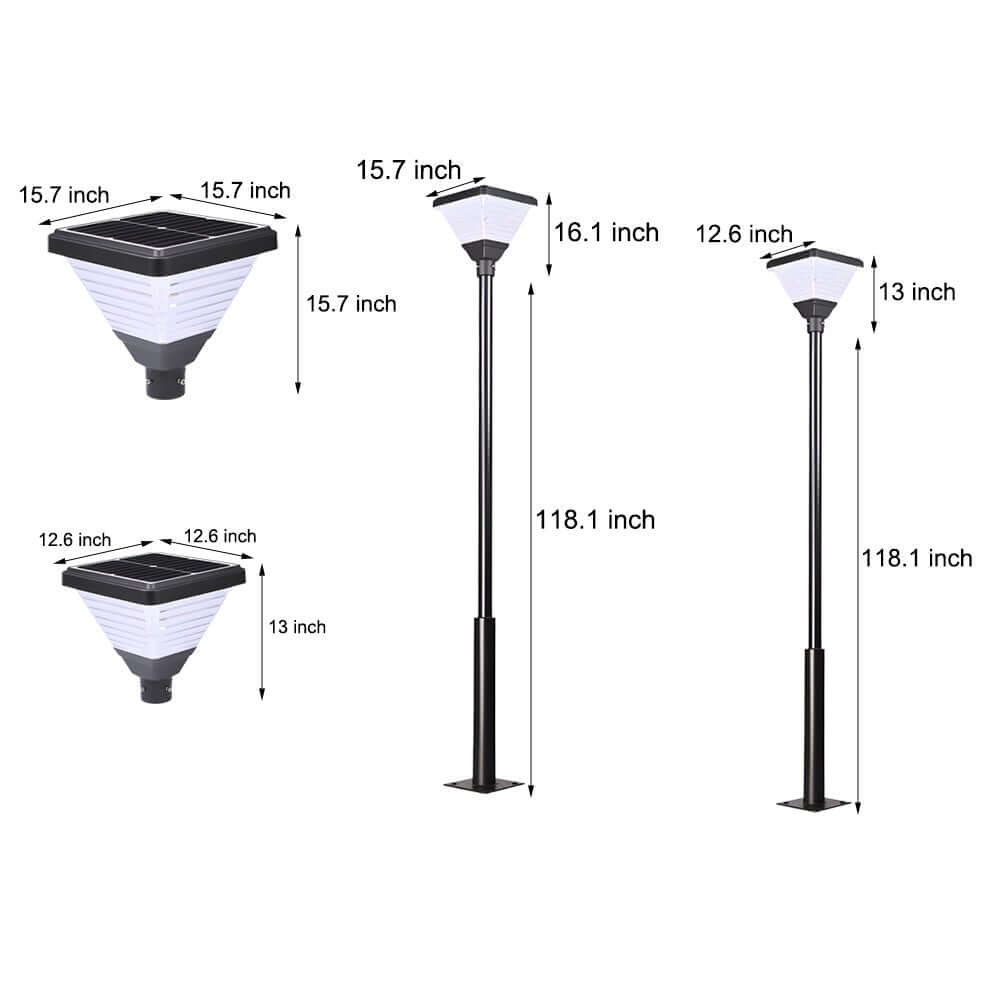 1 - Light Black 98 - In/118 - In Solar LED Square Post Street Light