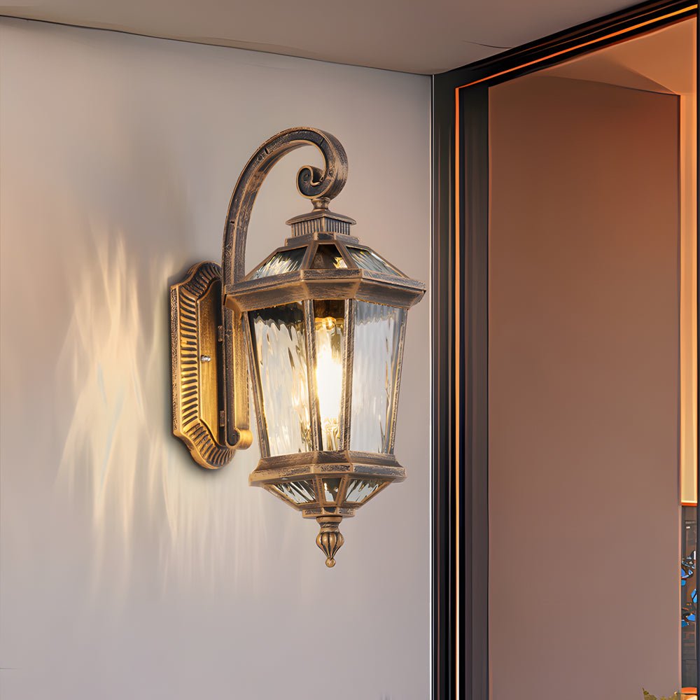 1 - Light Black Clear Water Glass Outdoor Wall Light Lantern Wall Sconce Porch Wall Mounted Lights Exterior Wall Lamp