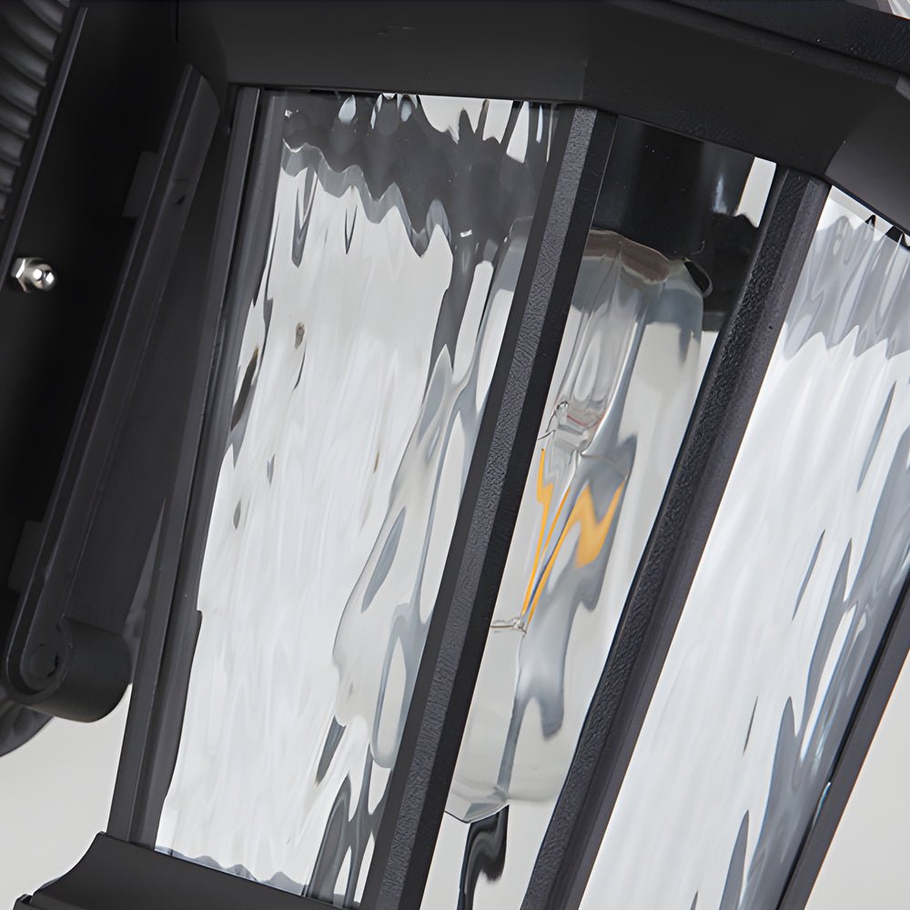 1 - Light Black Clear Water Glass Outdoor Wall Light Lantern Wall Sconce Porch Wall Mounted Lights Exterior Wall Lamp