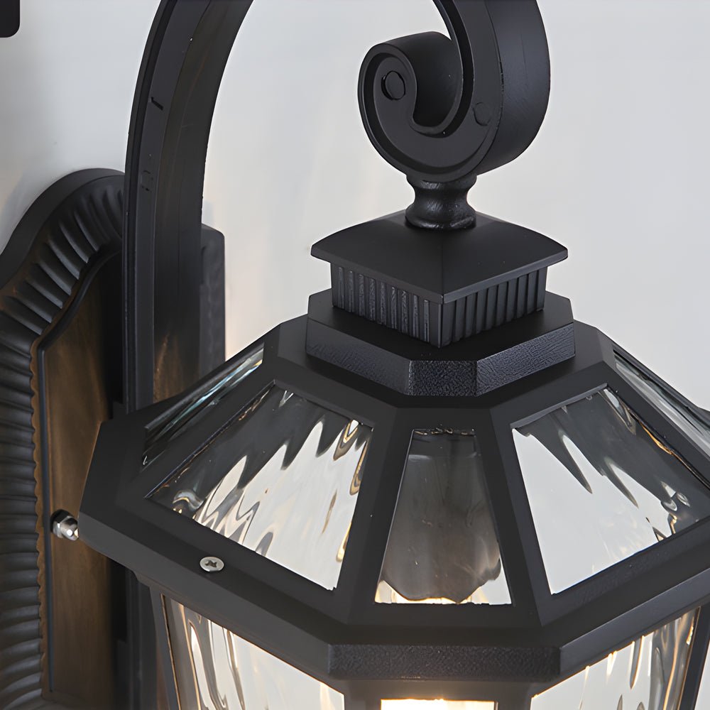 1 - Light Black Clear Water Glass Outdoor Wall Light Lantern Wall Sconce Porch Wall Mounted Lights Exterior Wall Lamp