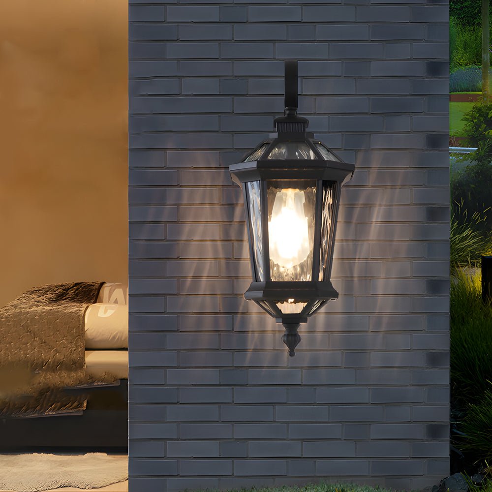 1 - Light Black Clear Water Glass Outdoor Wall Light Lantern Wall Sconce Porch Wall Mounted Lights Exterior Wall Lamp