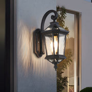 1 - Light Black Clear Water Glass Outdoor Wall Light Lantern Wall Sconce Porch Wall Mounted Lights Exterior Wall Lamp