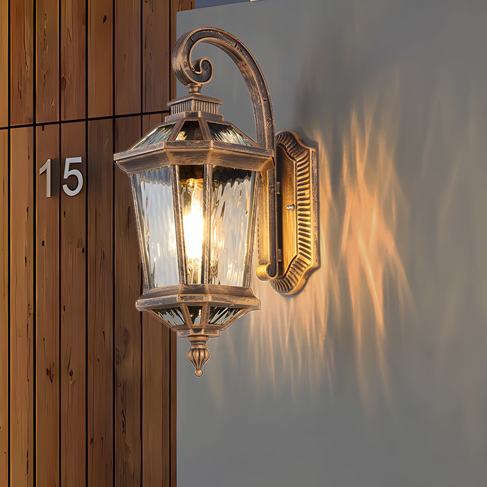 1 - Light Black Clear Water Glass Outdoor Wall Light Lantern Wall Sconce Porch Wall Mounted Lights Exterior Wall Lamp