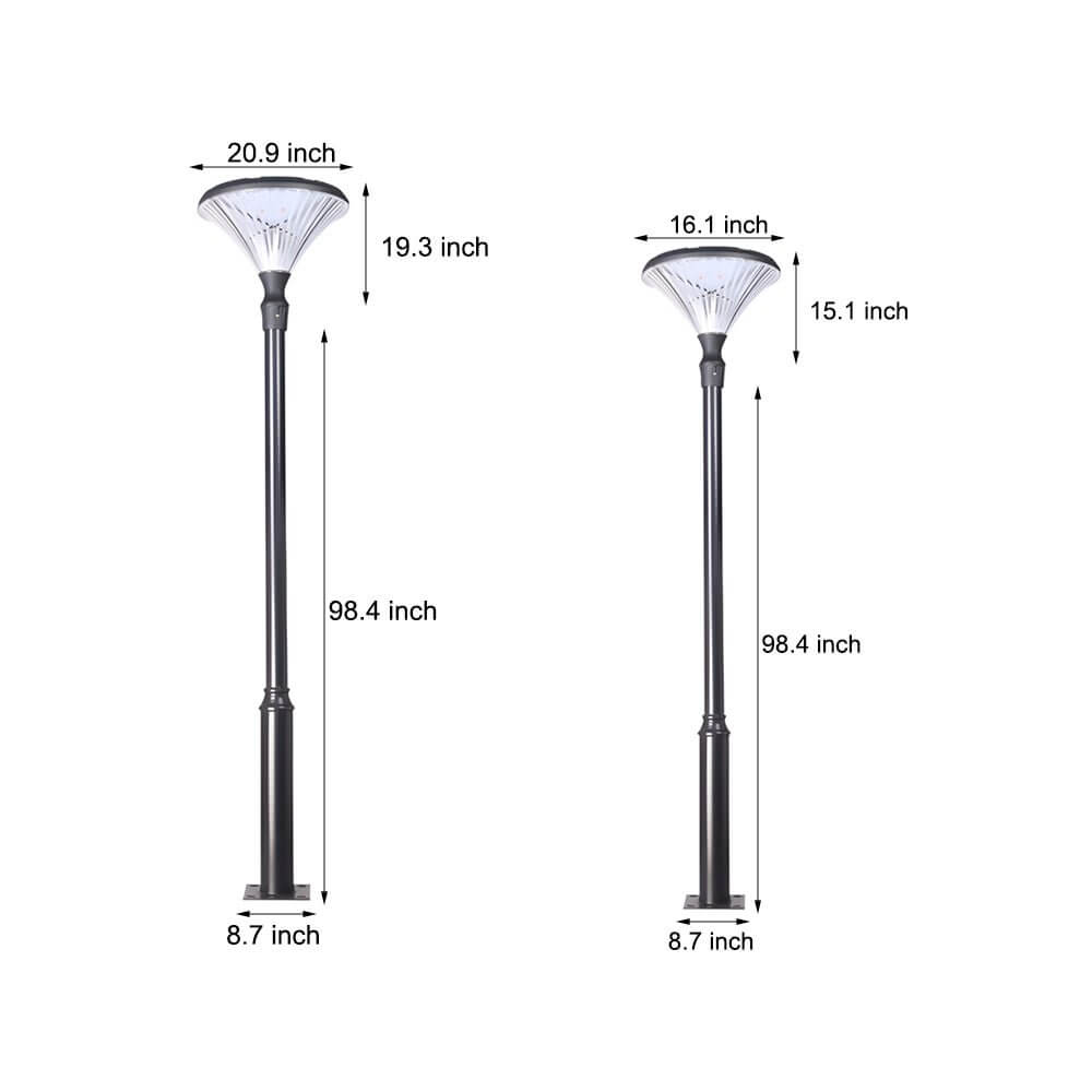 1 - Light Black Outdoor LED Solar Lamp Post and Pole Street Light