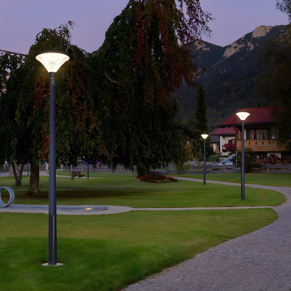 1 - Light Black Outdoor LED Solar Lamp Post and Pole Street Light