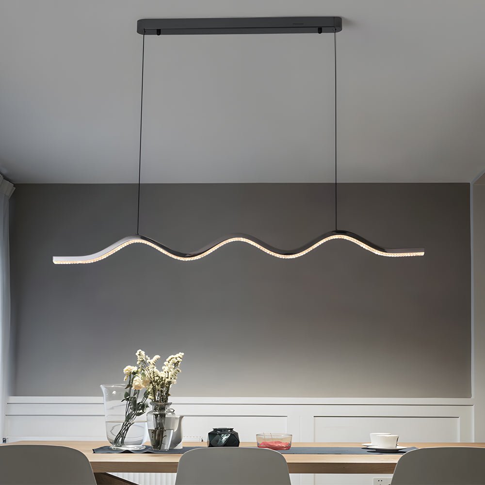 1 - Light Black Wave Linear LED Pendant Light