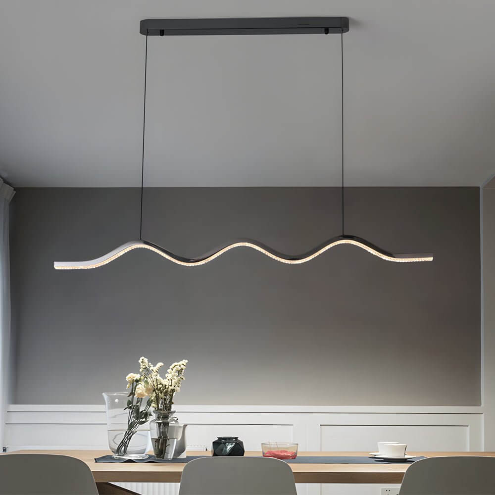 1 - Light Black Wave Linear LED Pendant Light