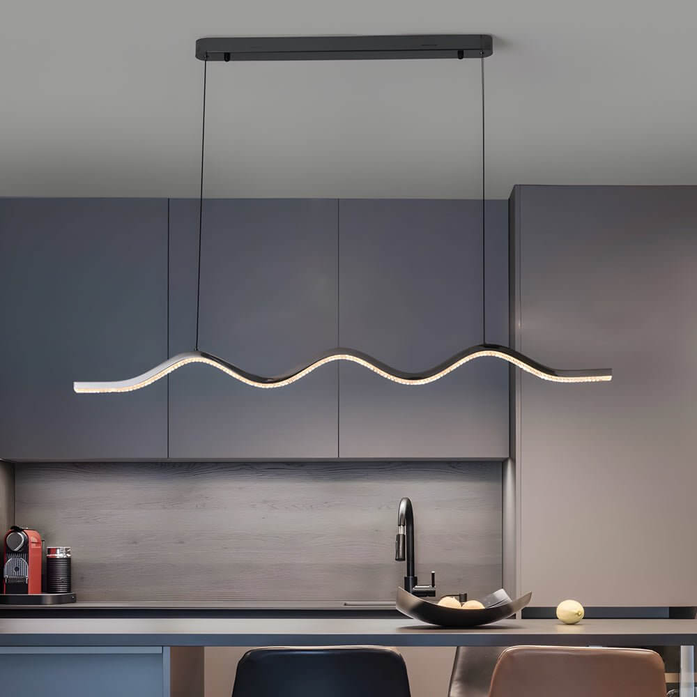 1 - Light Black Wave Linear LED Pendant Light