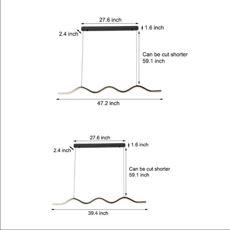 1 - Light Black Wave Linear LED Pendant Light