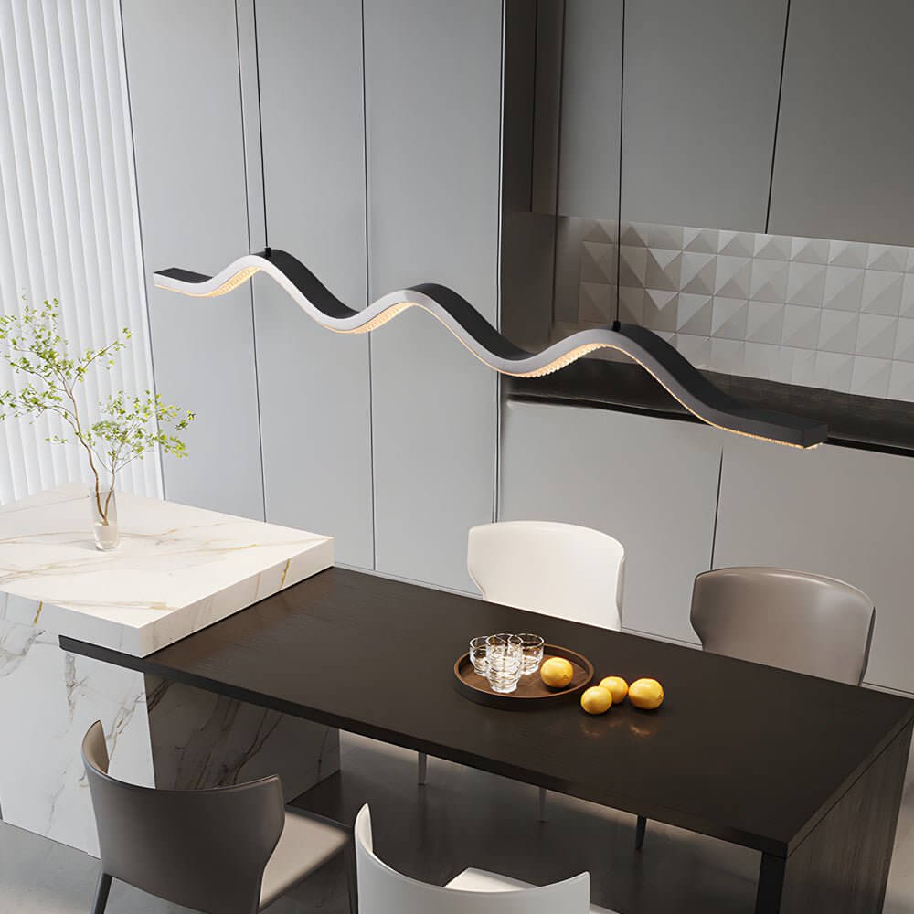 1 - Light Black Wave Linear LED Pendant Light