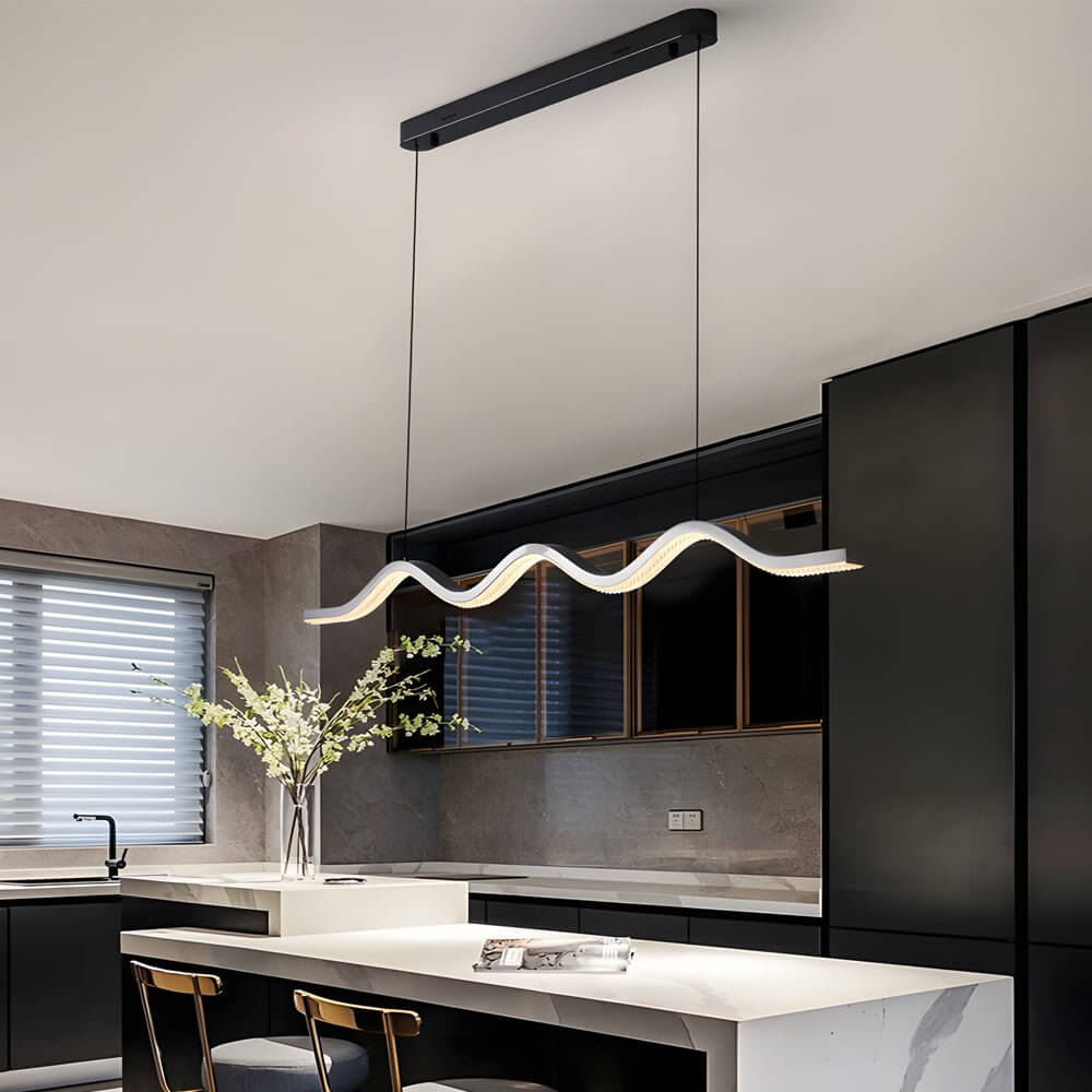 1 - Light Black Wave Linear LED Pendant Light