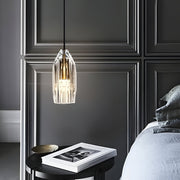 1 - Light Clear Single Geometric Pendant with Crystal Accents