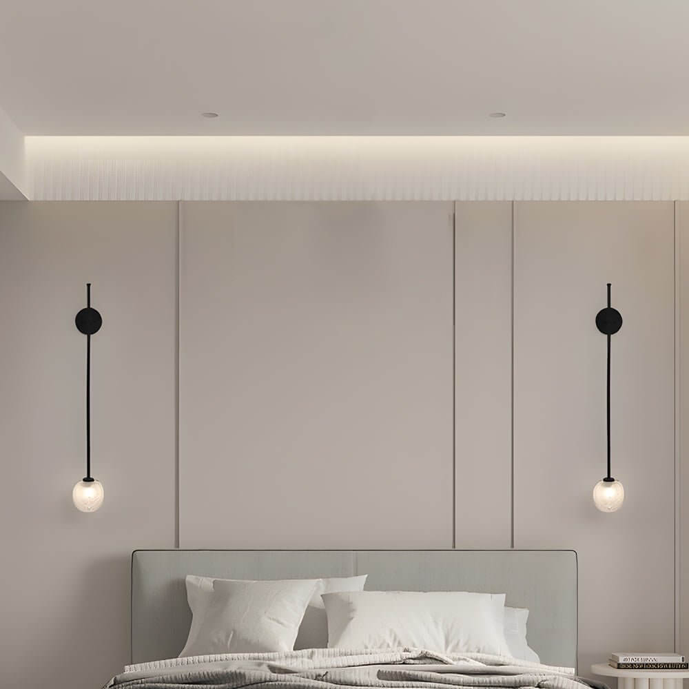 1 - Light Glass Bubble Globe Slim Wall Light